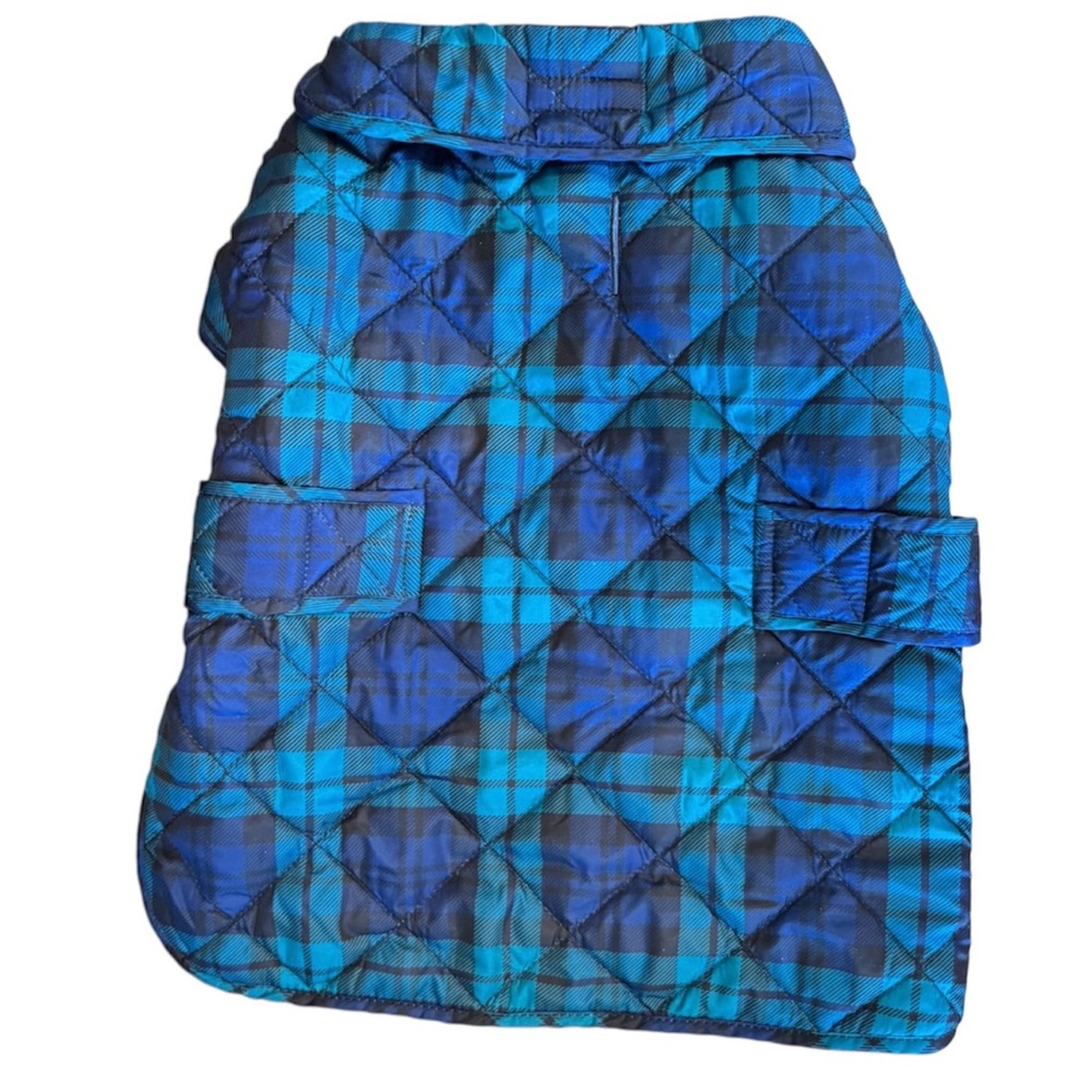 🌈 6/$60 St. John’s Bark Dog Quilted Puffer Jacket Plaid Blue Black Green Large